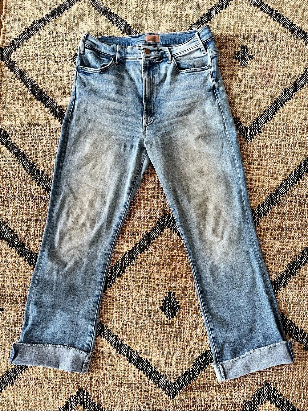 Mother The Hustler Ankle Fray Blue Waist 30 Ankle Jeans